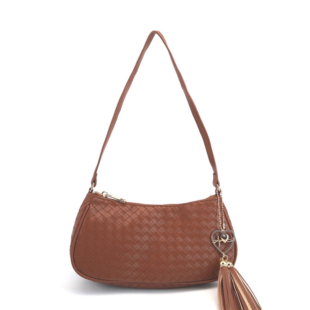 NWT: Like Dreams Brown Leather Shoulder Bags with Elegant Metal Accents